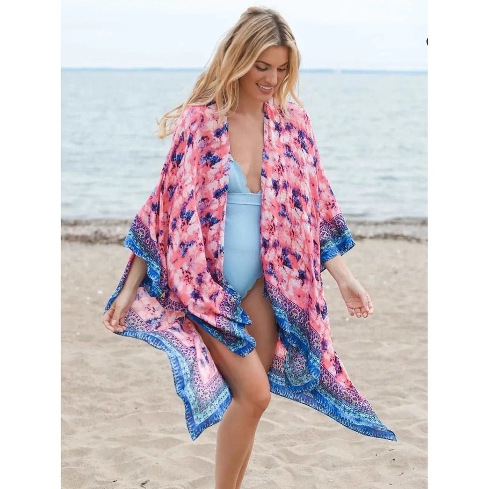 New Saachi Cover Up Tie Dye Butterfly Anthropologie Kimono Duster Cover-up Nwot